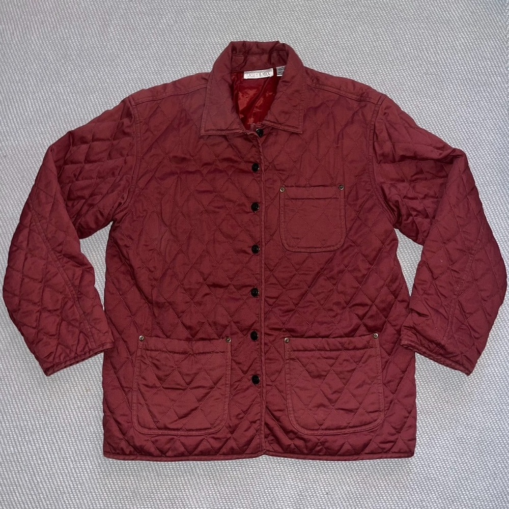 Women’s Vintage Maroon Red Quilted Coat Lined Sz L
